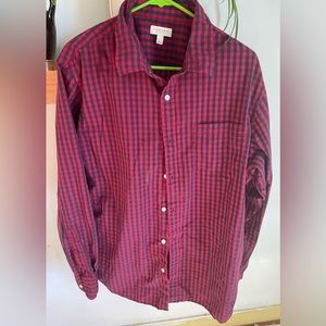 Men’s Large Sonoma Red and Blue Plaid Long Sleeve Button Down